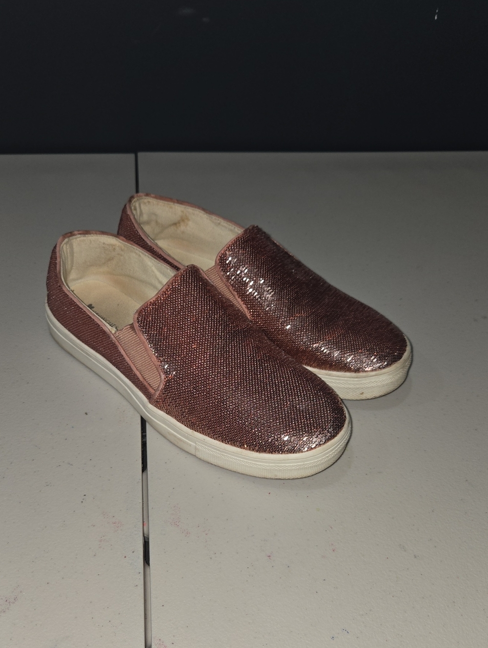 Crewcuts Girls Metallic Rose Gold Slip-On Sneakers